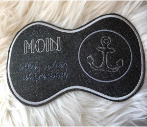 Stickdatei ITH - Mug Rug Spruch "Moin. Alles andere ist nur Gesabbel."